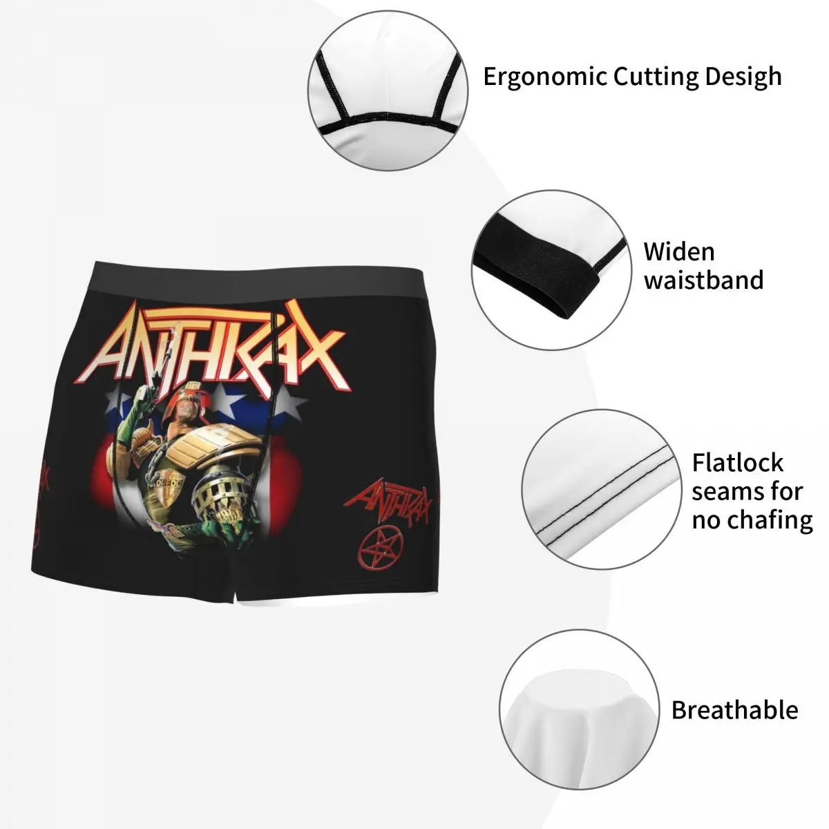 ANTHRAX BAND 3 bóxer para hombre, calzoncillos muy transpirables, alta calidad, Idea de regalo