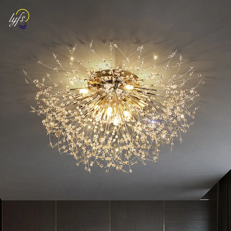 Modern Dandelion Crystal Ceiling Light Decorative Led Ceiling Lamp For Living Room Dining Room Home Corrido Cloakroom