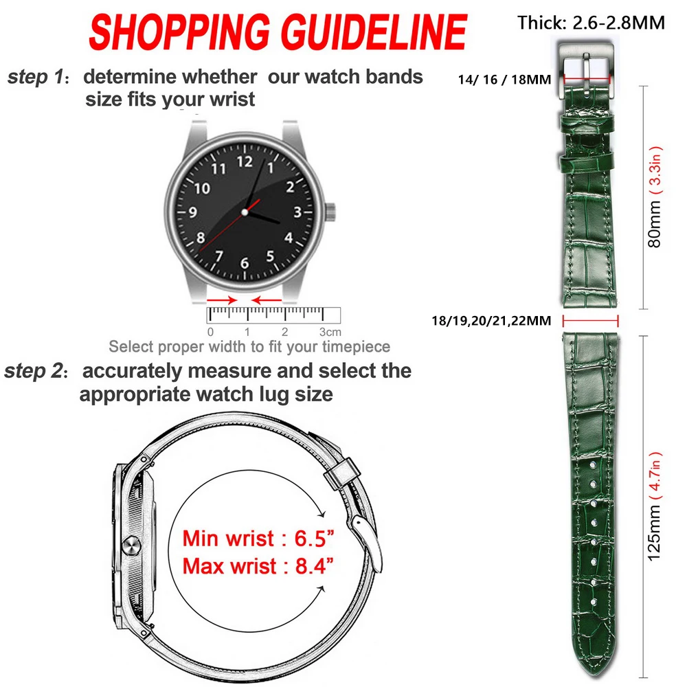 HEMSUT High Quality Genuine Leather Watch Band Quick Release Handmade Cowhide Straps For Men 18MM 20MM 21MM 22MM