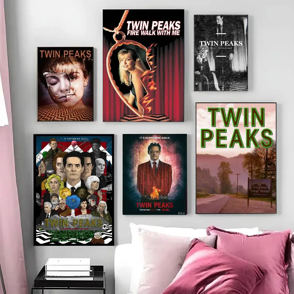 T-Twin P-Peaks TV Shows Posters Living Room Bar Cafe Quality Canvas Vintage Style Comics Painting Art Home Wall Decor Picture