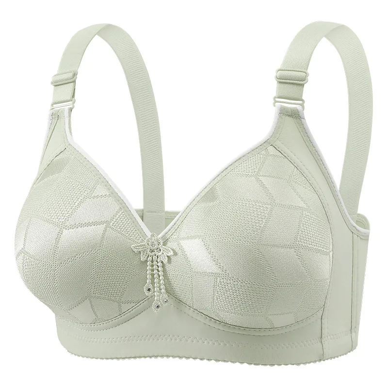 Smooth Plus-size Geometric Pattern Wireless Ladies' Solid Jacquard Girls Bra Breathable Back-friendly Lingerie Women Brassiere