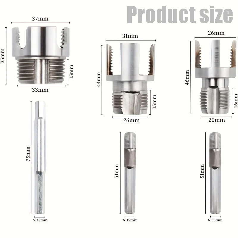 3Pcs Pipe Internal External Threading Tool for 1/2