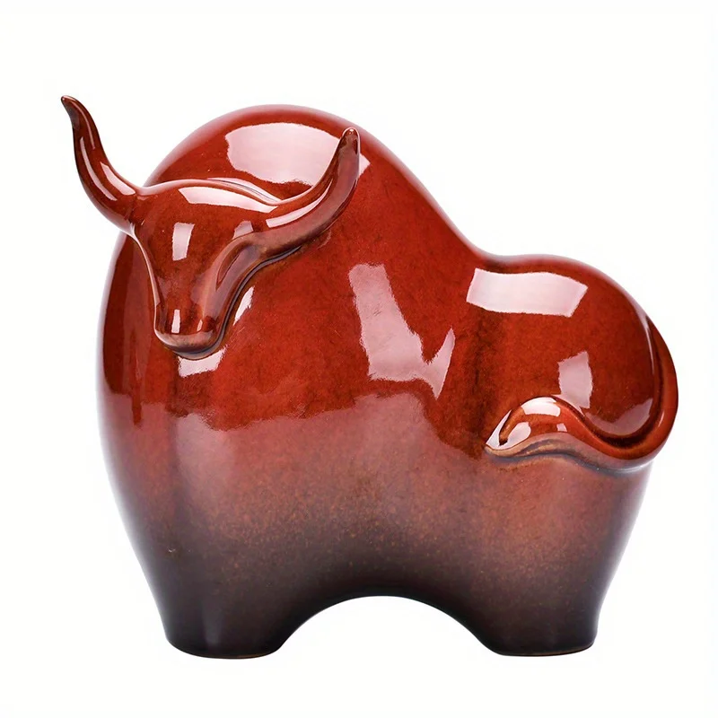 

Lucky Ceramic Bull Sculpture, Modern Home Table Decor, New Year Office Counter Ornament,Traditional Craftsmanship
