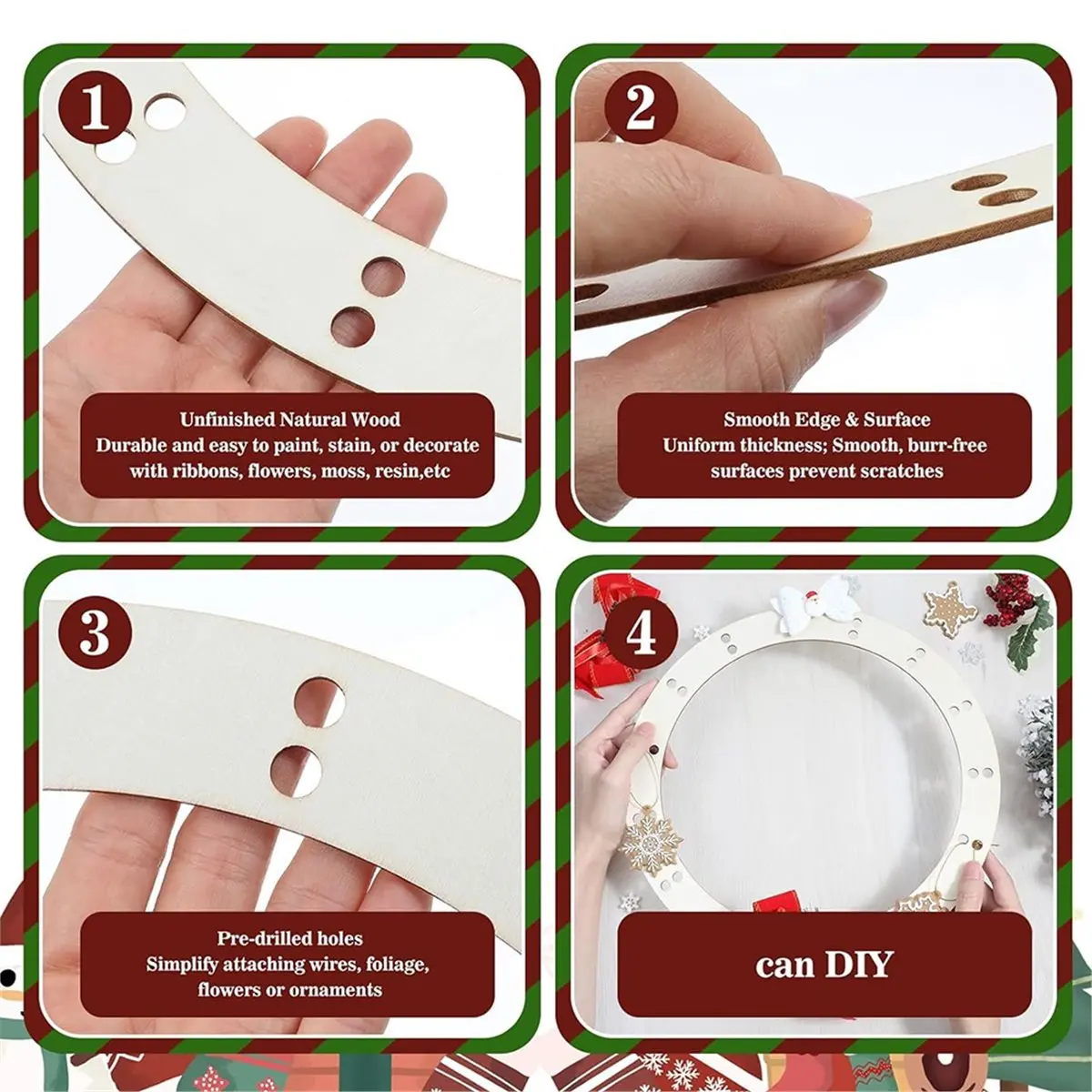 10-Pack 14-Inch Wooden Wreath Forms for DIY Crafts, Seasonal Decor & Floral Arrangements