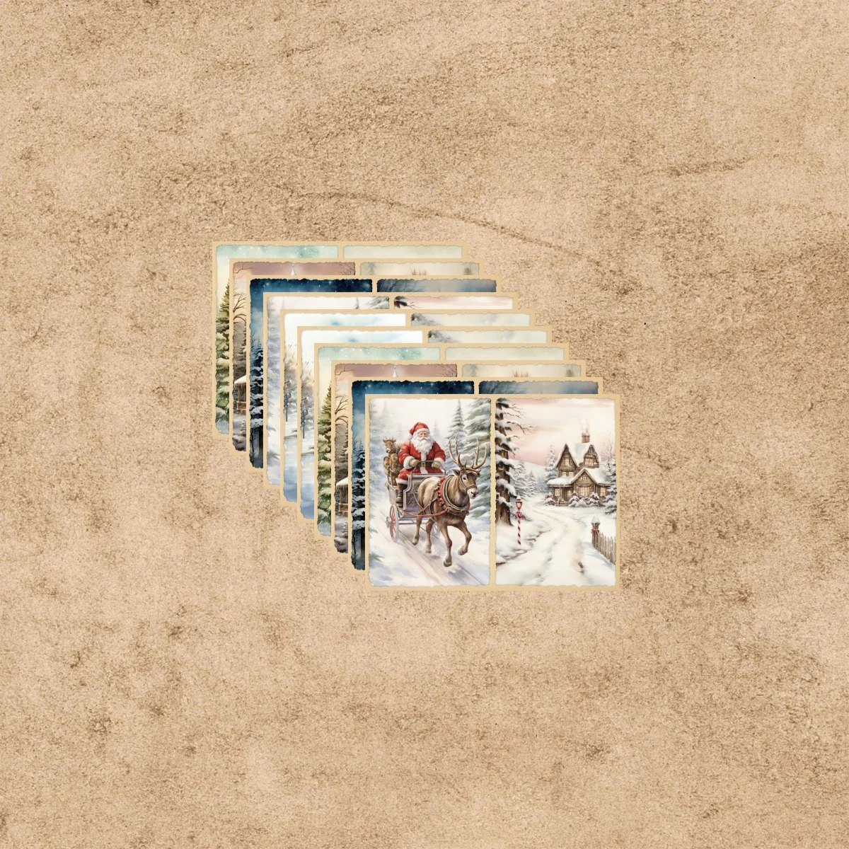 10 Sheets A5 Size Christmas Santa Soldier Background Vintage Grunge Journal Planning Scrapbooking