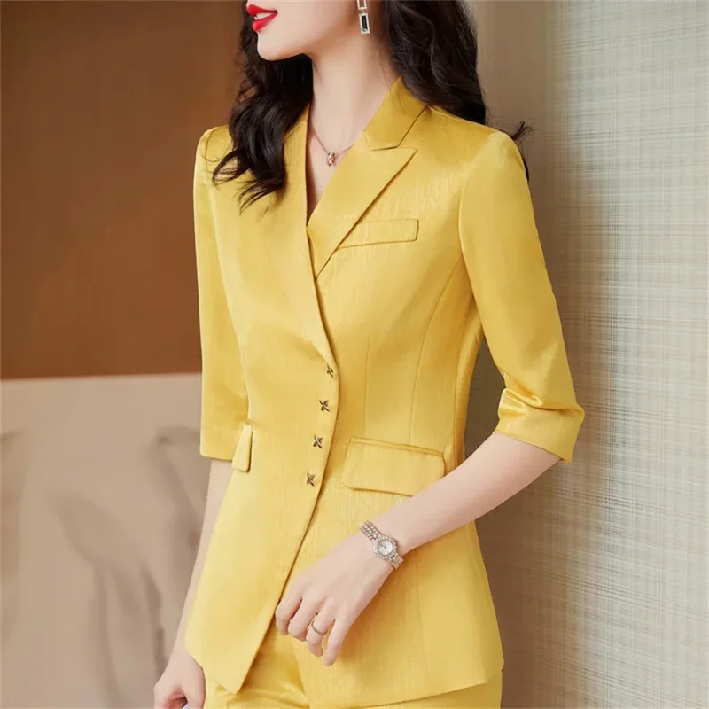 

Women's 2024 New Women's Casual Half Sleeved Jacket Fashion Office Women's Formal Slim Fit Jacket