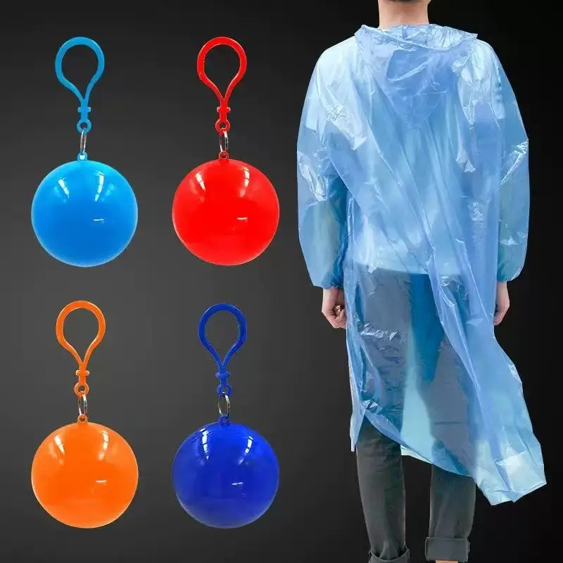 Random Color Disposable Compressed Raincoat Ball, Thickened Long Rain Poncho, Portable Waterproof Rainwear for Outdoor Travel Ca