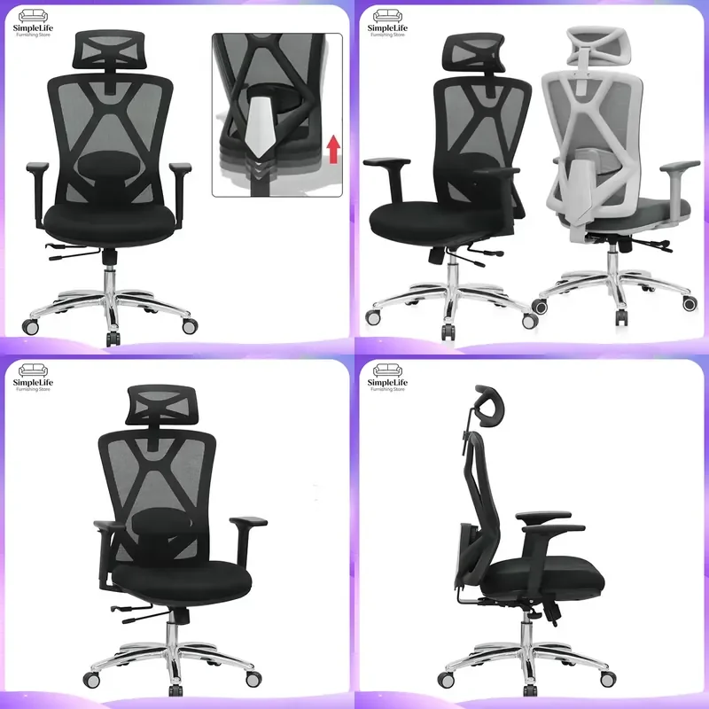 Cadeira de Escritório Ergonômica Moderna com Tela, Assento Executivo para Computador, Encosto Ajustável, Suporte Lombar, Móveis para Casa e Jogos