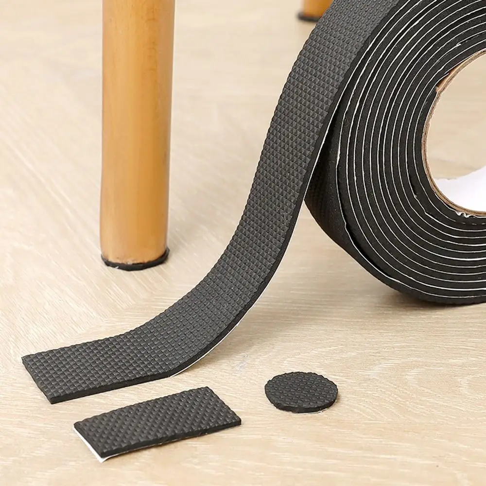 1Roll Furniture Leg Pad Self Adhesive Anti Slip Rubber Strip Tape 3/4/6mm Thickness Mute Waterproof Furniture Floor Protector