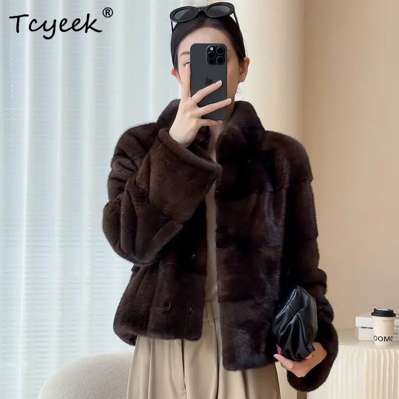 Tcyeek Natural Mink Fur Coat Women Winter Clothes Womens Coats New in Coats Whole Female Mink Real Fur Jacket Fourrure Femme