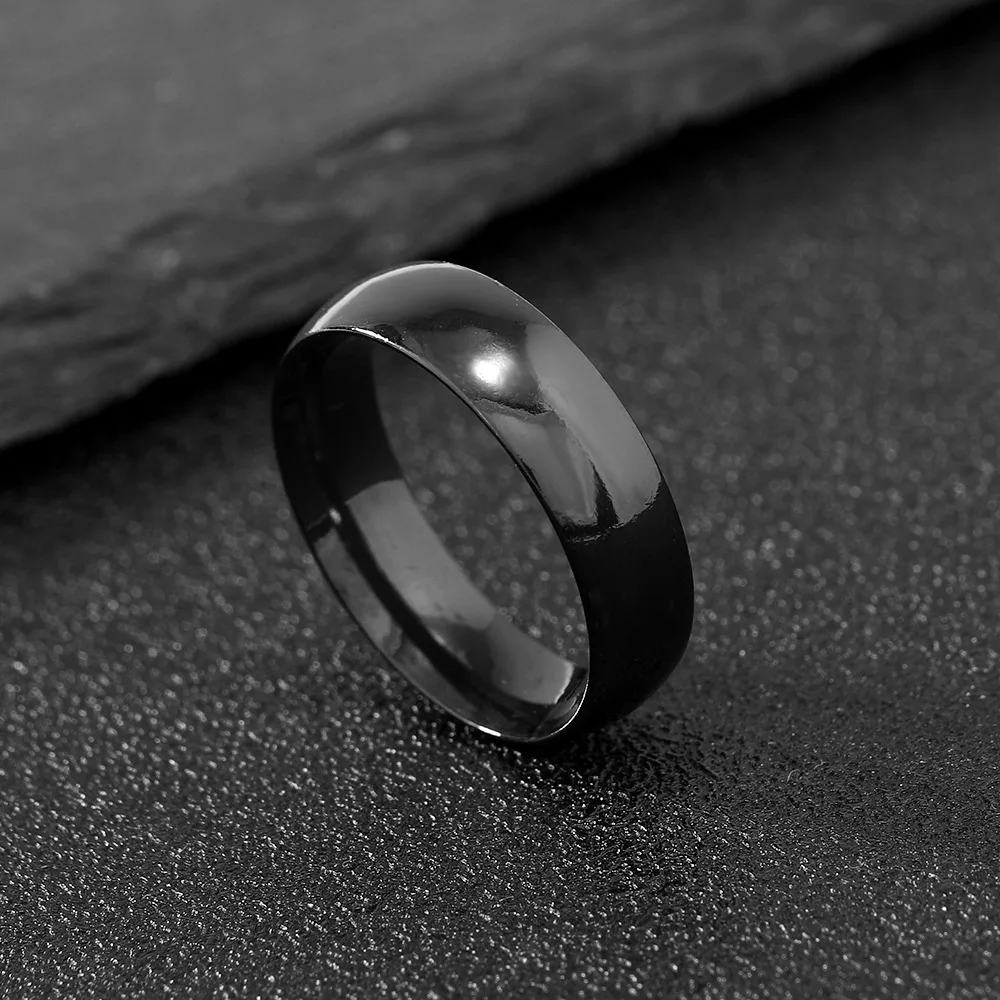 Simple bright surface 6mm inner and outer arc plain titanium steel ring couple ring finger ring