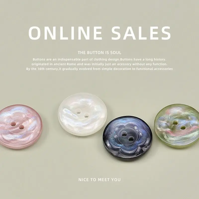 Fluorescent Flower Manhattan Resin Two-Eye Button Shirt Cardigan Pajama Sweater DIY Accessories Clothing Buttons