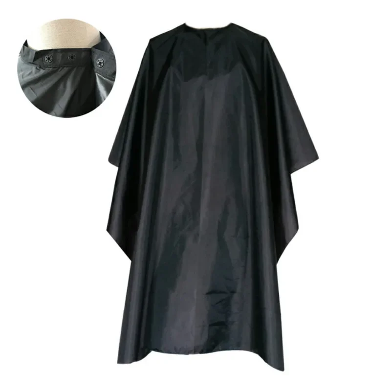 Button Collar Black Haircut Cloth Hairdressing Apron Anti-Static Salon Hairdresser Gown Professional Barber Supplies