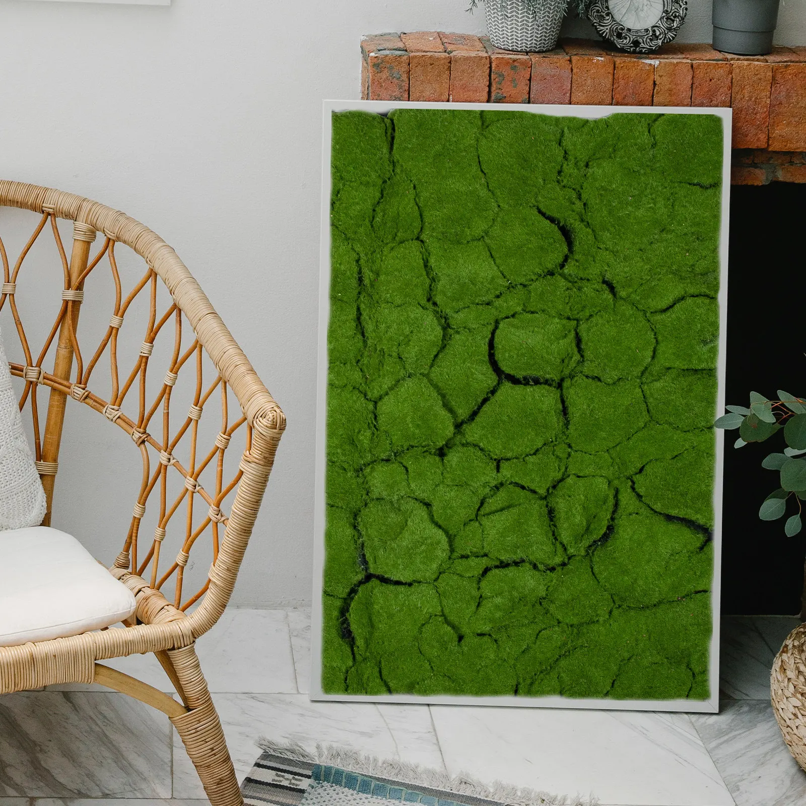 Artificial Moss Lawn Turf Simulation Grass Mat Fake Green Carpet Outdoor Lifelike Lawn Rug for Garden Patio Balcony