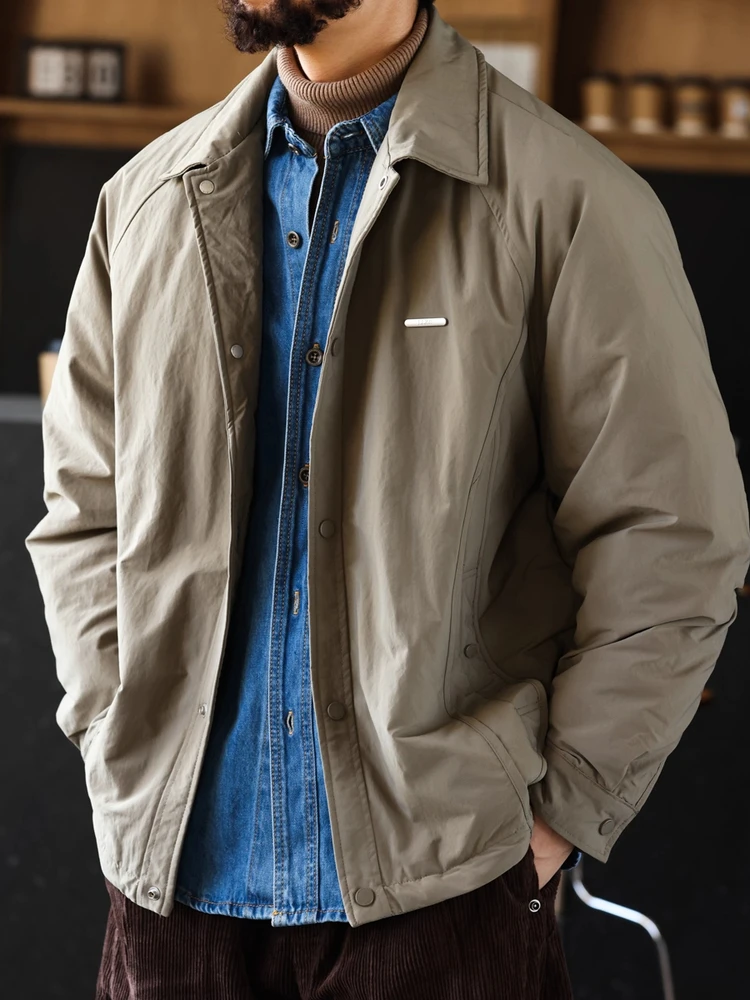 

Large Size Winter Lightweight Warm Du down Jaet Men's 90 White Du Feather American Retro Casual Versatile Collar Coat