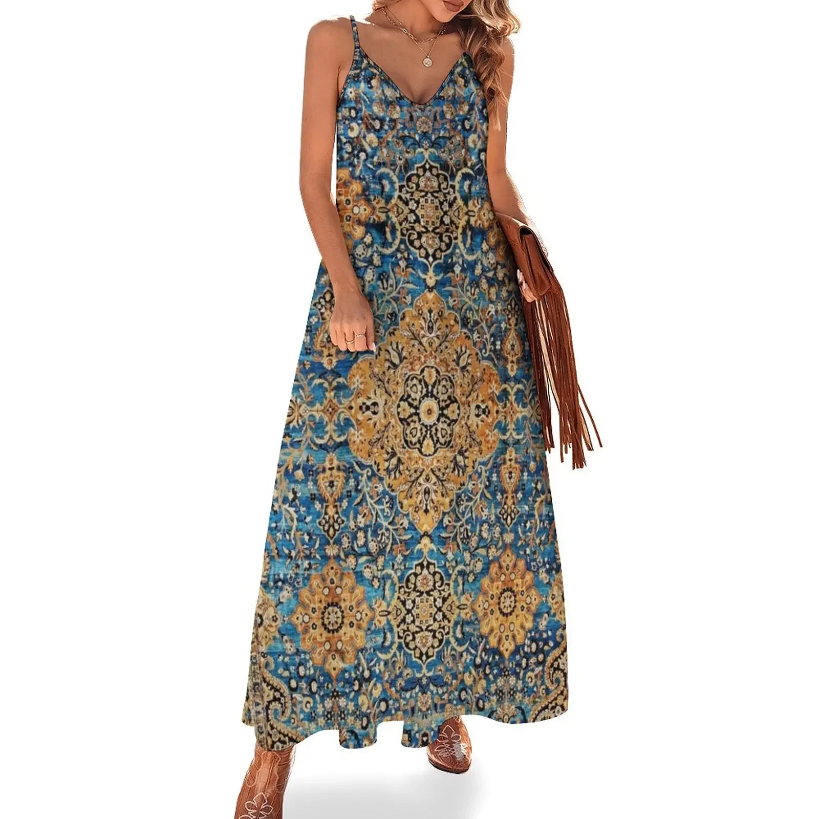 

Antique Blue Persian Kirman Rug Print Sleeveless Dress wedding dresses for woman party dresses woman