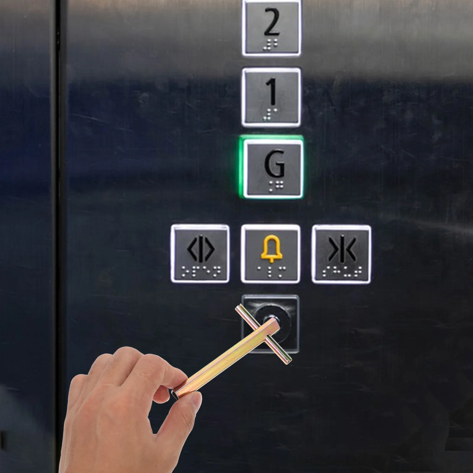 

Elevator Door Key Silver Lunar Pin Extended Triangular Wrench for Emergency Access Compatible with Giant Elevators Long