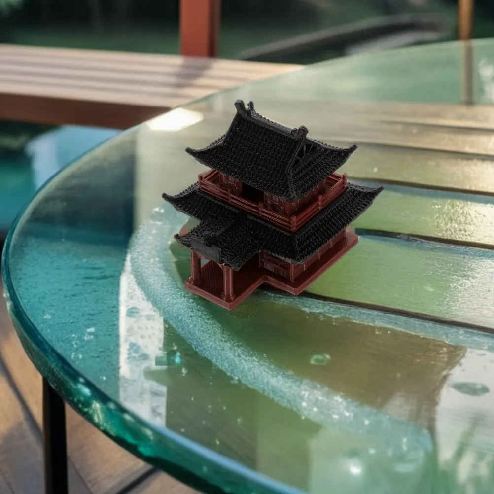 Miniature Ancient Pavilion Sculpture Realistic Asian Garden Decor for Bonsai Landscape Aquarium Tabletop Zen Micro Landscape