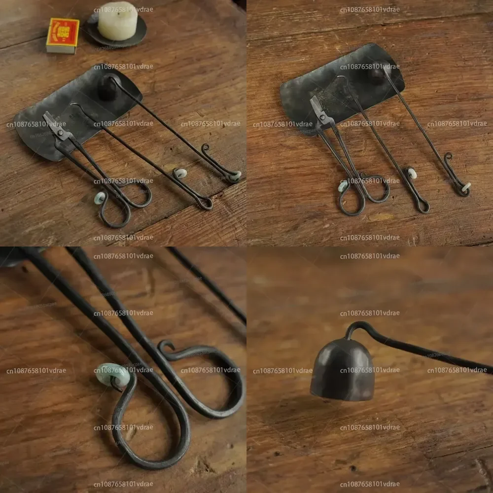 

Wuji hand-forged wrought iron candle tool white jade series tool set candle wick cut hook candle bell
