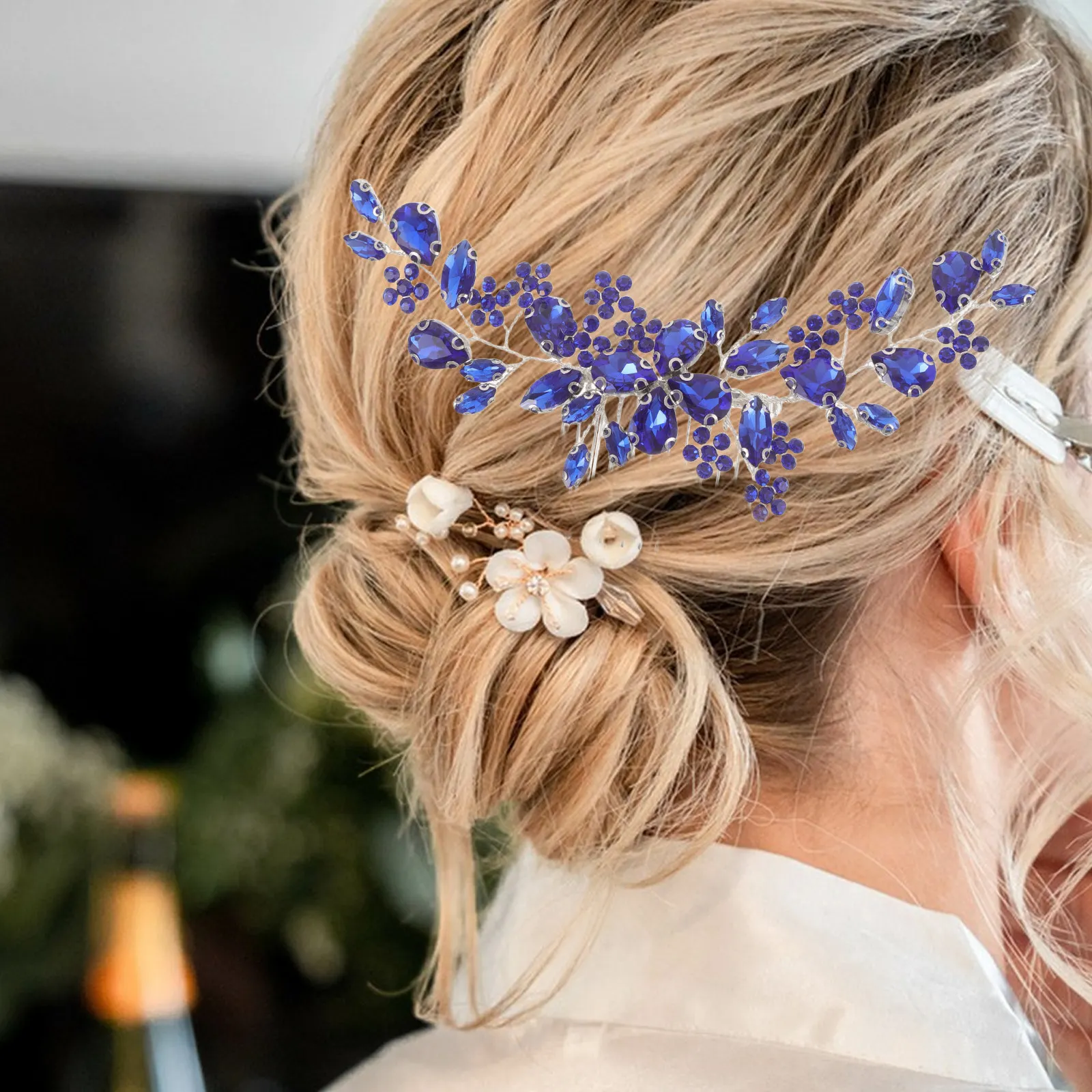 

Элегантная свадебная заколка для волос со стразами, сверкающие хрустальные украшения для волос для невест, праздничные аксессуары с изящным цветочным дизайном в виде листьев