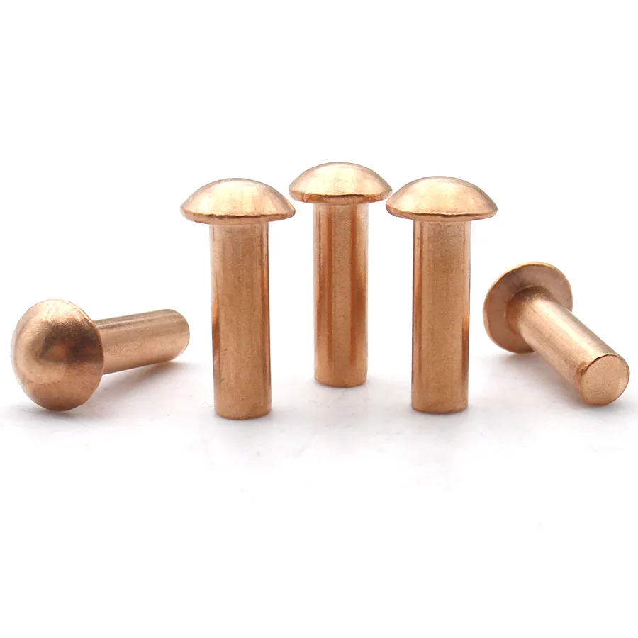 1-50pcs Red Copper Solid Round Head Rivets Hammer Drive Rivet for Metal Fabrication M1.5 M2 M2.5 M3 M4 M5 M6 M8