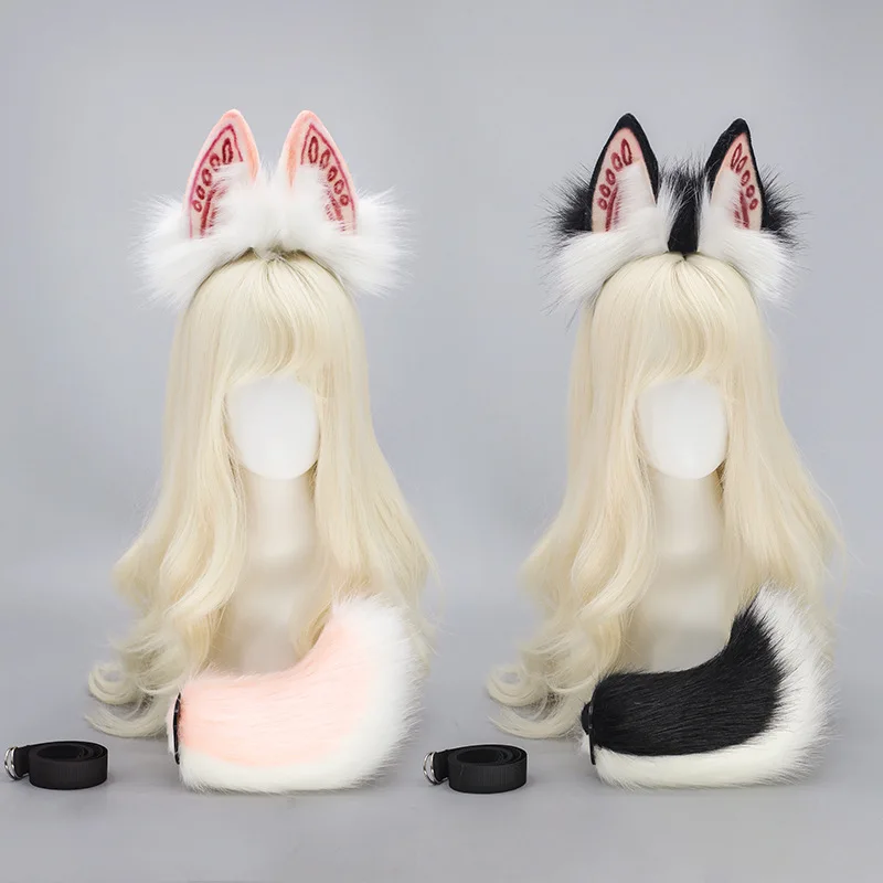 Original Girl Fashion Items Diablo Plush Rabbit Ears Headband Rabbit Tail Set Halloween Beast Ears Beast Tail Set