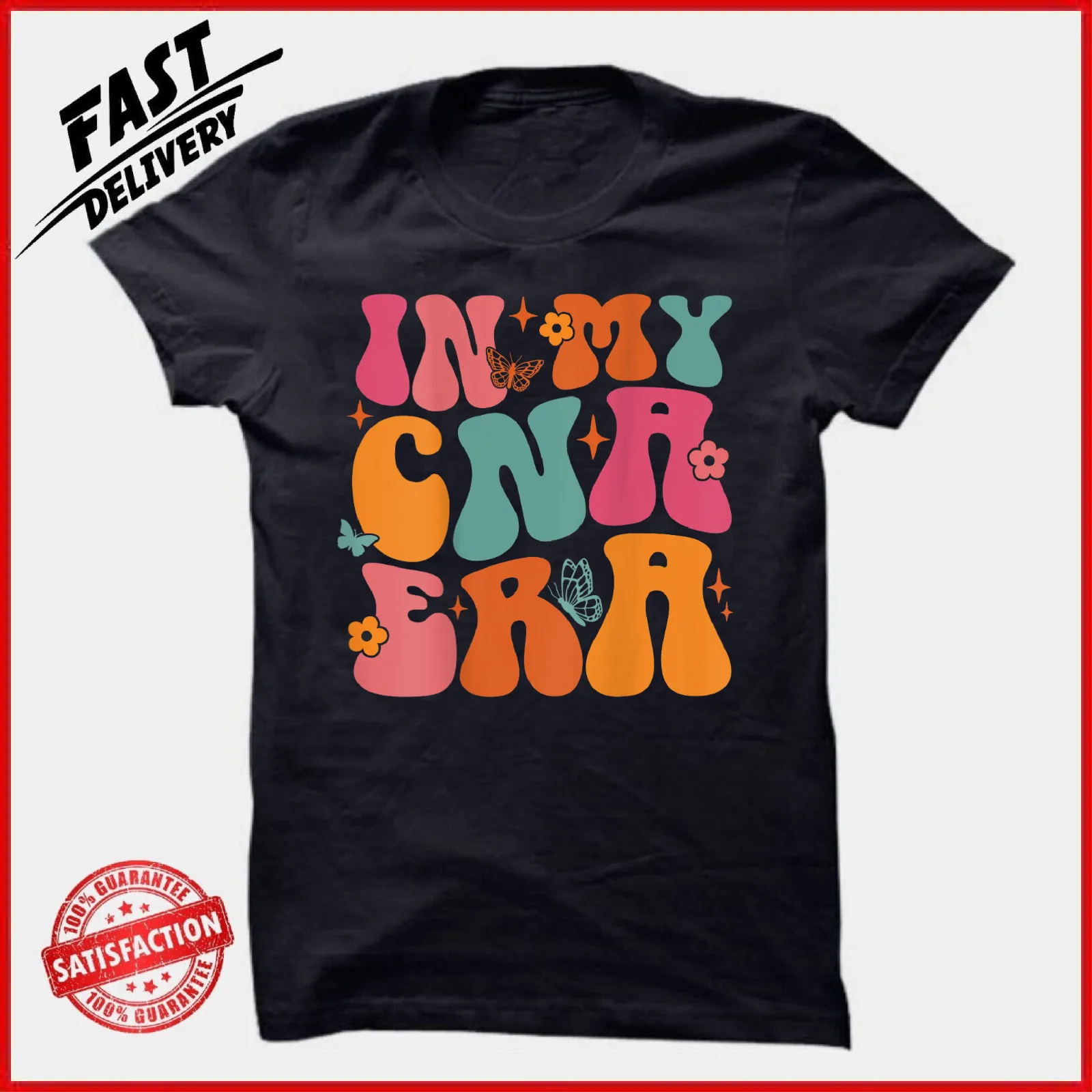 In My CNA Era Funny Groovy CNA Nurse Life Funny Gift Unisex T-Shirt