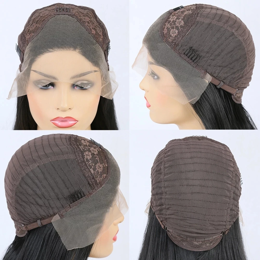 Aimeya 13x4 synthetische Spitze Perücken für Frauen dunkelbraune Körper welle Perücke natürlichen Haaransatz hitze beständige leimlose Perücke Cosplay Perücken verwenden