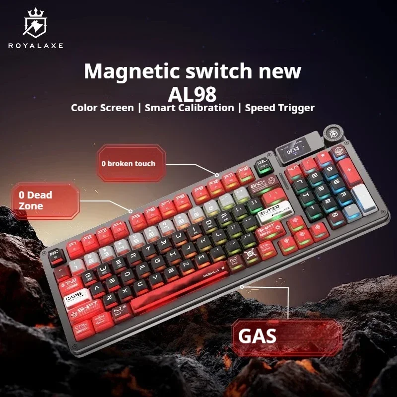 New Royalaxe Al98 Game Mechanical Keyboard 3mode Wireless Bluetooth Keyboard Magnetic Switch Hot Swap Gaming Keyboards Gifts Boy