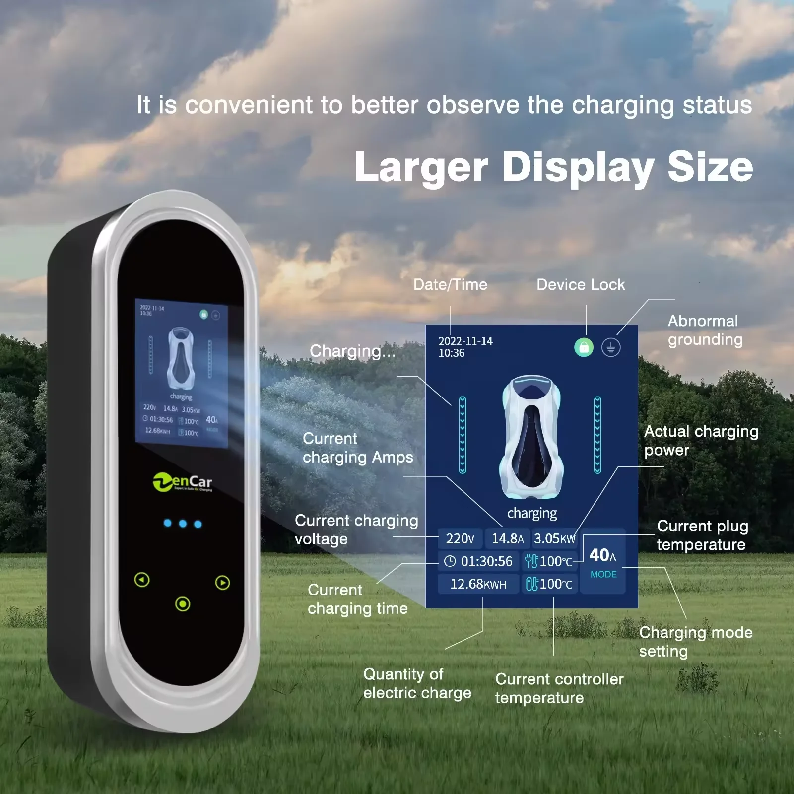 Zencar 32A 7KW Nacs Portable EVse Type B Ev Chargers With Blue CEE Plug For Fast Charging