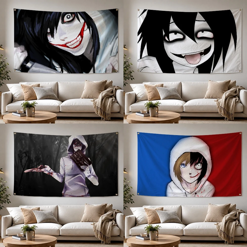 Outdoor Camping Wallpaper - Cartoon Jeff the Killer Tapete, Outdoor-Flagge