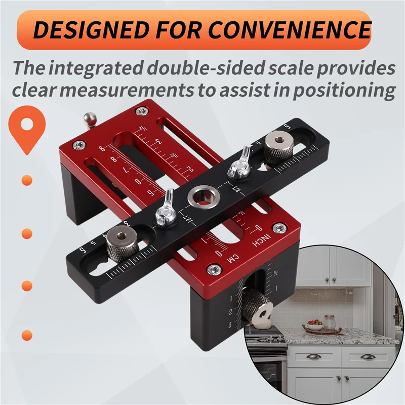 

N84R Aluminum Alloy Cabinet Door Positioner Heavy-Duty Tool For Easy Installation Precision Measurement Punching Tool