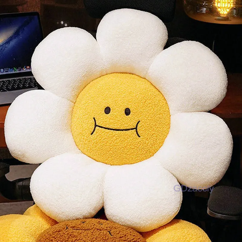 Almohada de flores de margaritas blancas suaves, cojín de girasol para SILLA, decoración para sofá de oficina, almohada para dormir para su regalo