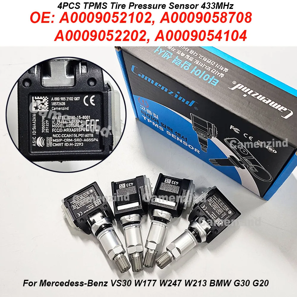 

4PCS A0009052102 433MHz TPMS Sensor 0009052102 A0009058708 A0009052202 For Mercedes-Benz E-Class W213 CLS E200 E250 E300