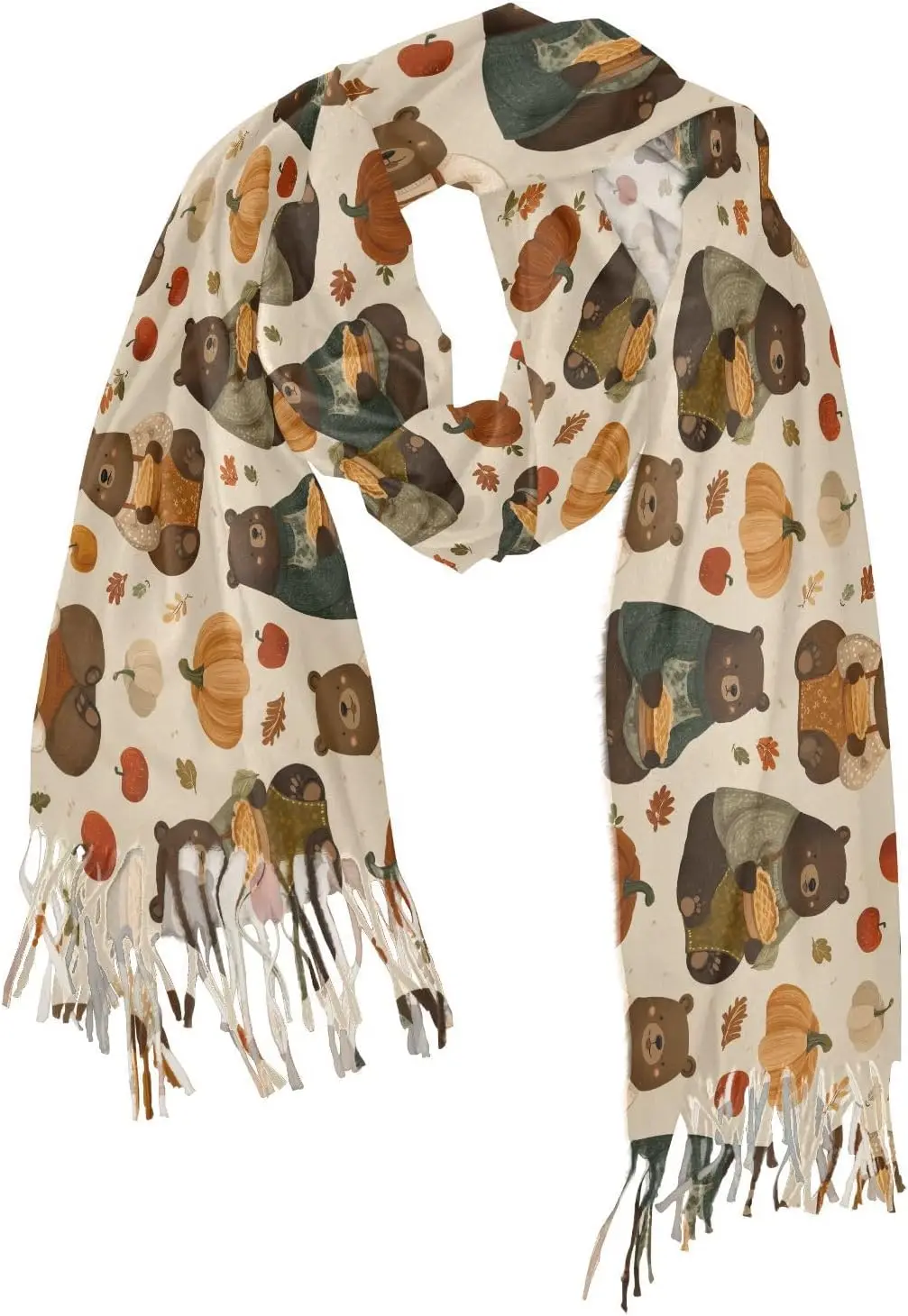 المرأة الشكر الدب اليقطين وشاح الباشمينا يشعر شالات يلتف خريف شتاء دافئ كبير الأوشحة موضة شرابة وشاح طويل