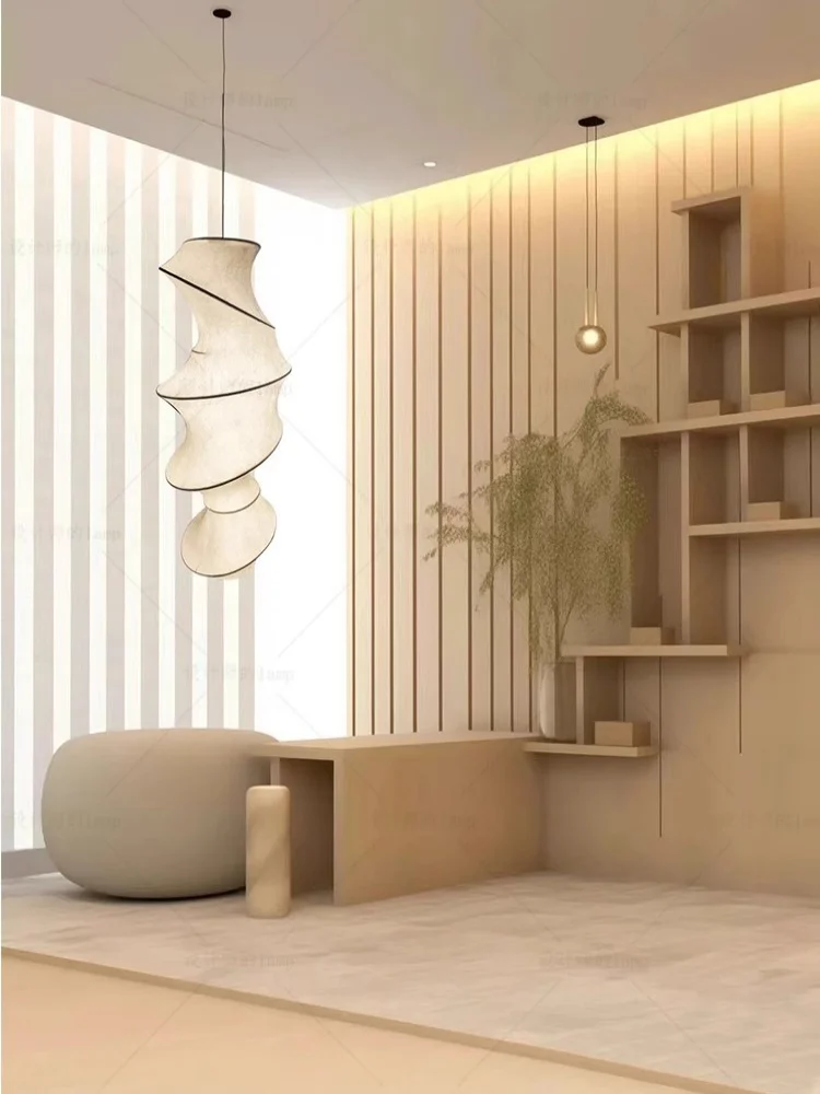 غرفة المعيشة الحديثة غرفة الطعام غرفة الشاي غرفة نوم منصة مشروبات السرير اليابانية الحرير قلادة الخفيفة