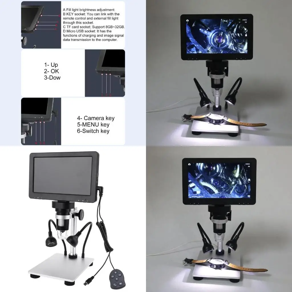 Digital Microscope Maintain Magnifier 7 in LCD Electronic Video for HD Microscope Rechargeable Endoscope high quality