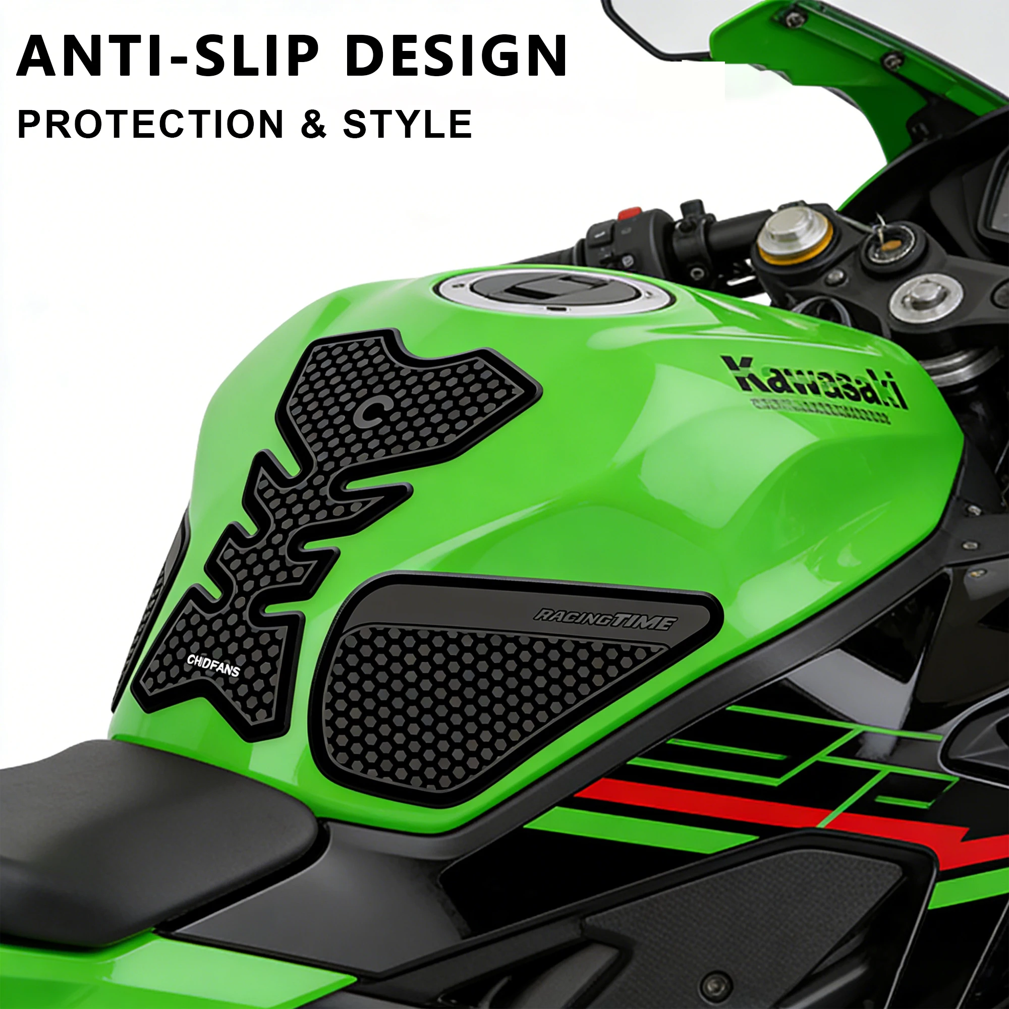 Fits Ninja ZX 6R/ZX6R ZX636 2009-20 23 24 25 2026 Side Fuel Tank pad Tank Pads Protector Sticker Decal Traction Pad Tankpad