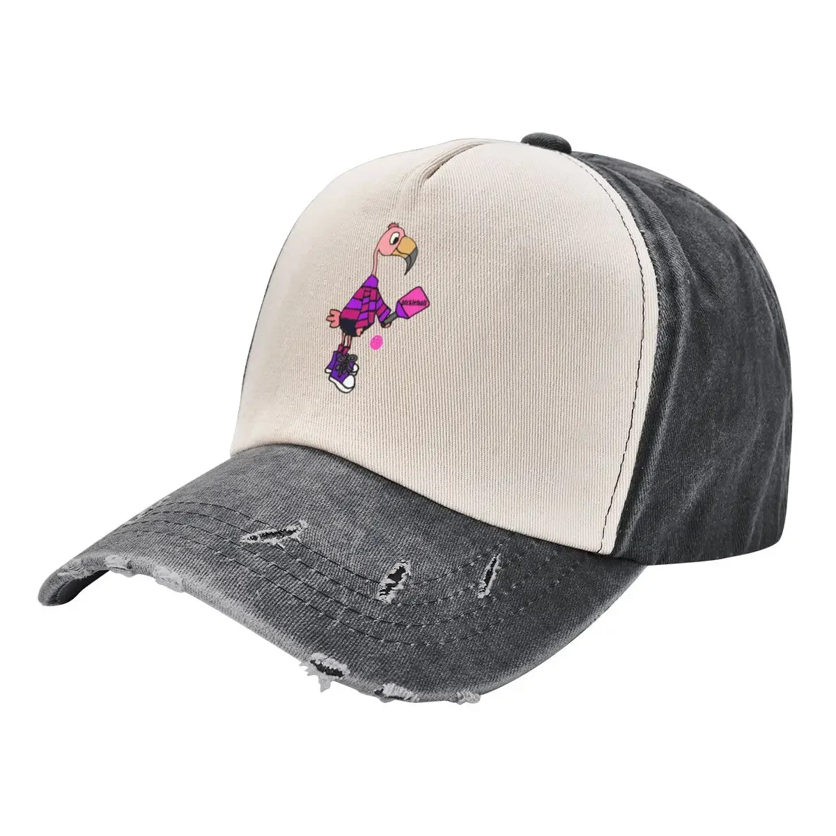 Funny Pink Flamingo Bird Playing Pickleball Cartoon Baseball Cap western Hat Hat Man Luxury Snapback Cap Woman Men's