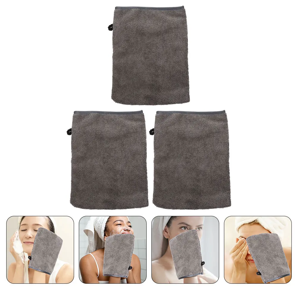 

Face Cleaning Gloves Fiber Reusable Mitts Body Wash Grey Easy Clean Hygienic Practical Facial Scrubber Gloves
