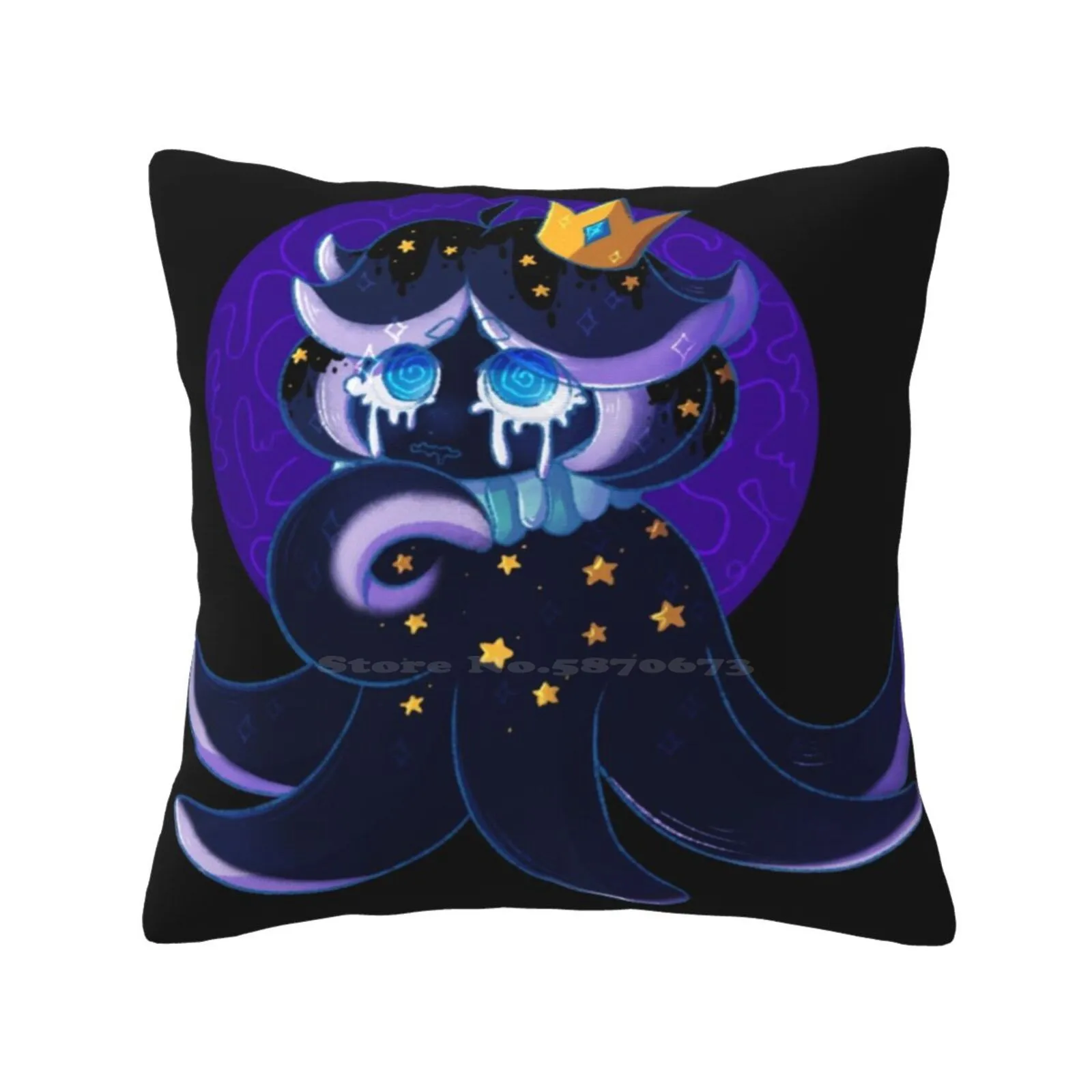 Squid Ink Cookie Throw Cushion Pillow Cover Crob Cookie Run Ovenbreak Squid Ink Cookie