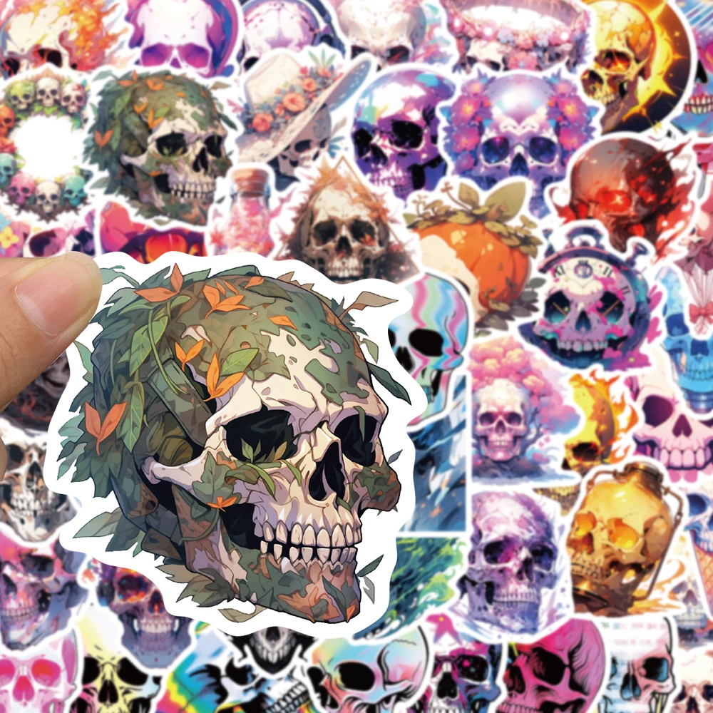 10/30/50pcs Cool Cartoon Skull Stickers Decals Kids Toys DIY Skateboard Laptop Phone Luggage Car Decoration Waterproof Sticker