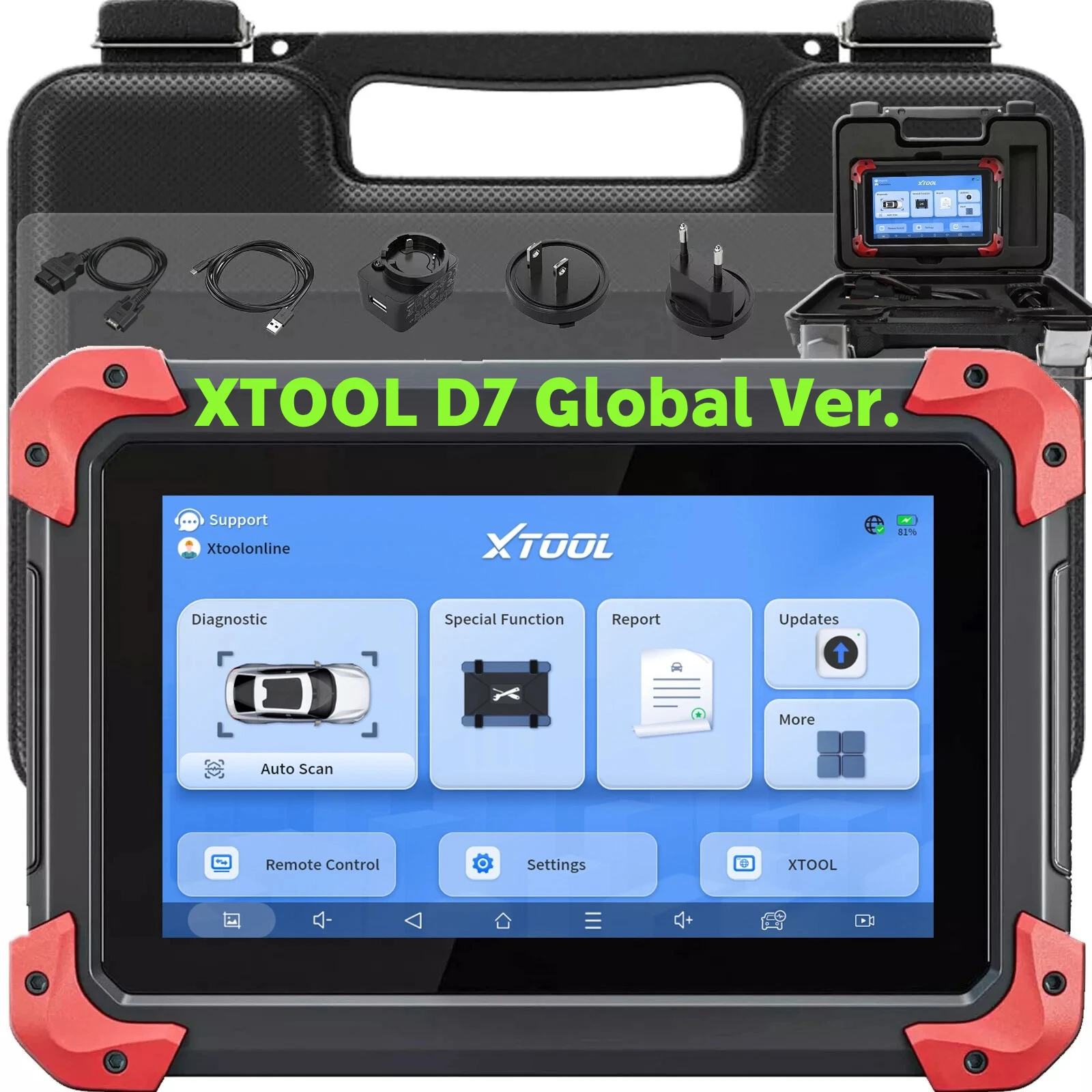 USA Warehouse XTOOL D7 Full System Bi-directional test ECU Coding OBD2 Code Reader Key Programming Diagnotostic Tool for All Car