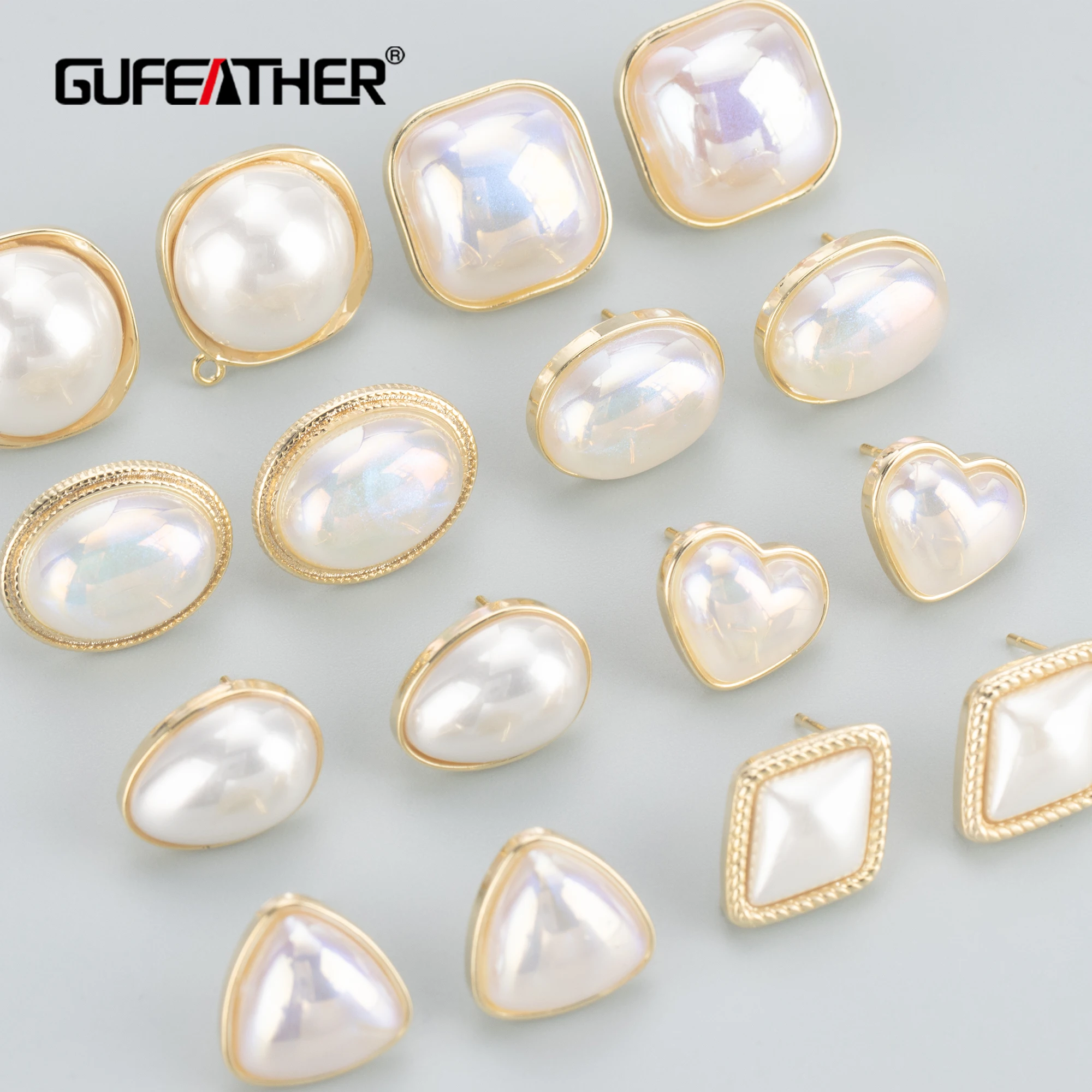 GUFEATHER MA99,jewelry accessories,nickel free,14k gold plated,copper,plastic pearl,jewelry making findings,diy earring,6pcs/lot