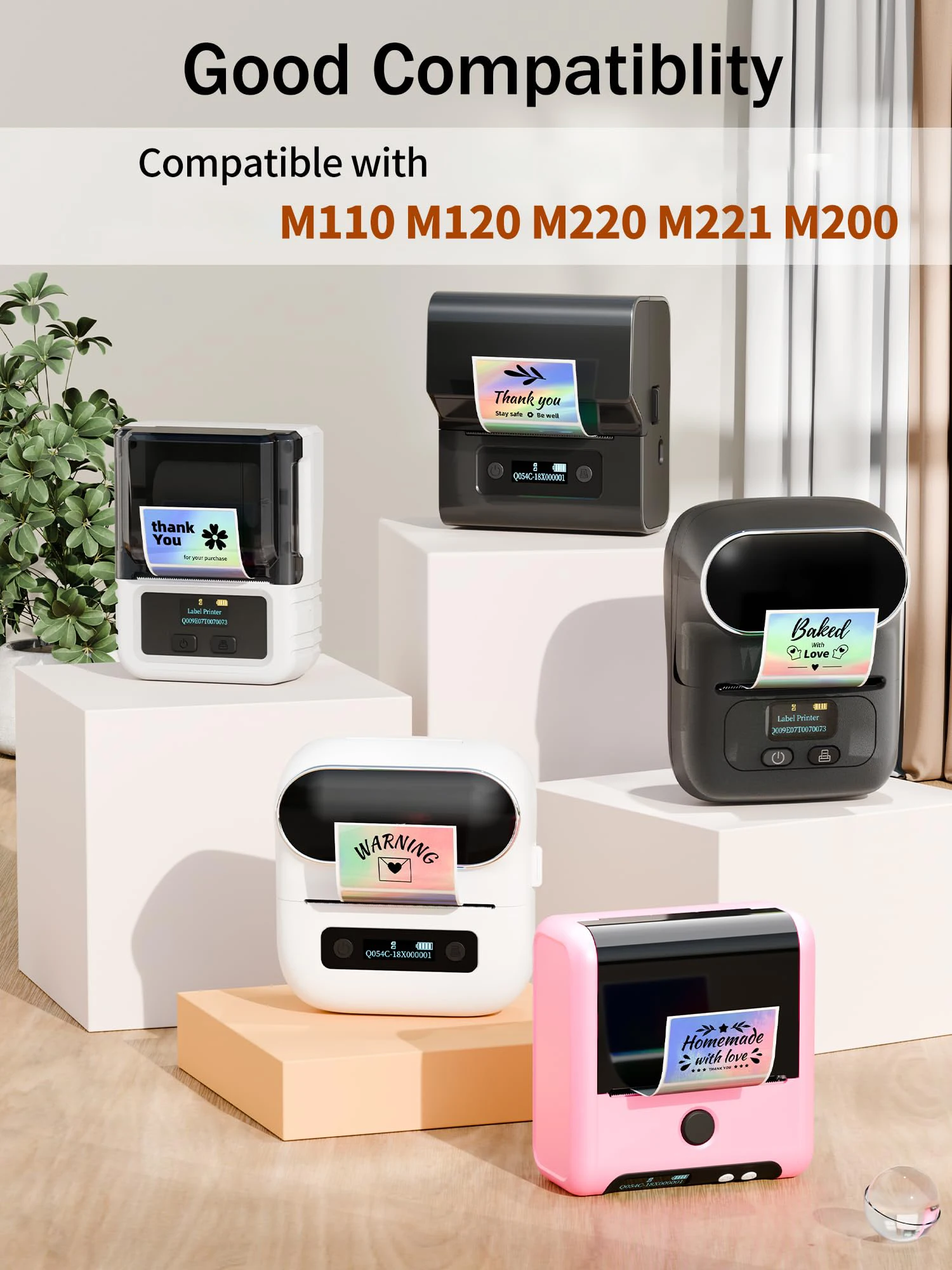 230pcs 40x30mm (3.99x3.0cm) Holographic Thermal Labels - Fit Phomemo M110/M220/M221/M150/M250/M260 Label Printers