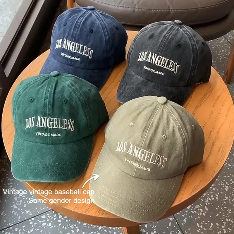 Cotton Retro Vintage Baseball Cap Men Women Denim Embroidered Letters Hat Cotton Soft Top Caps Casual Retro Unisex Hats