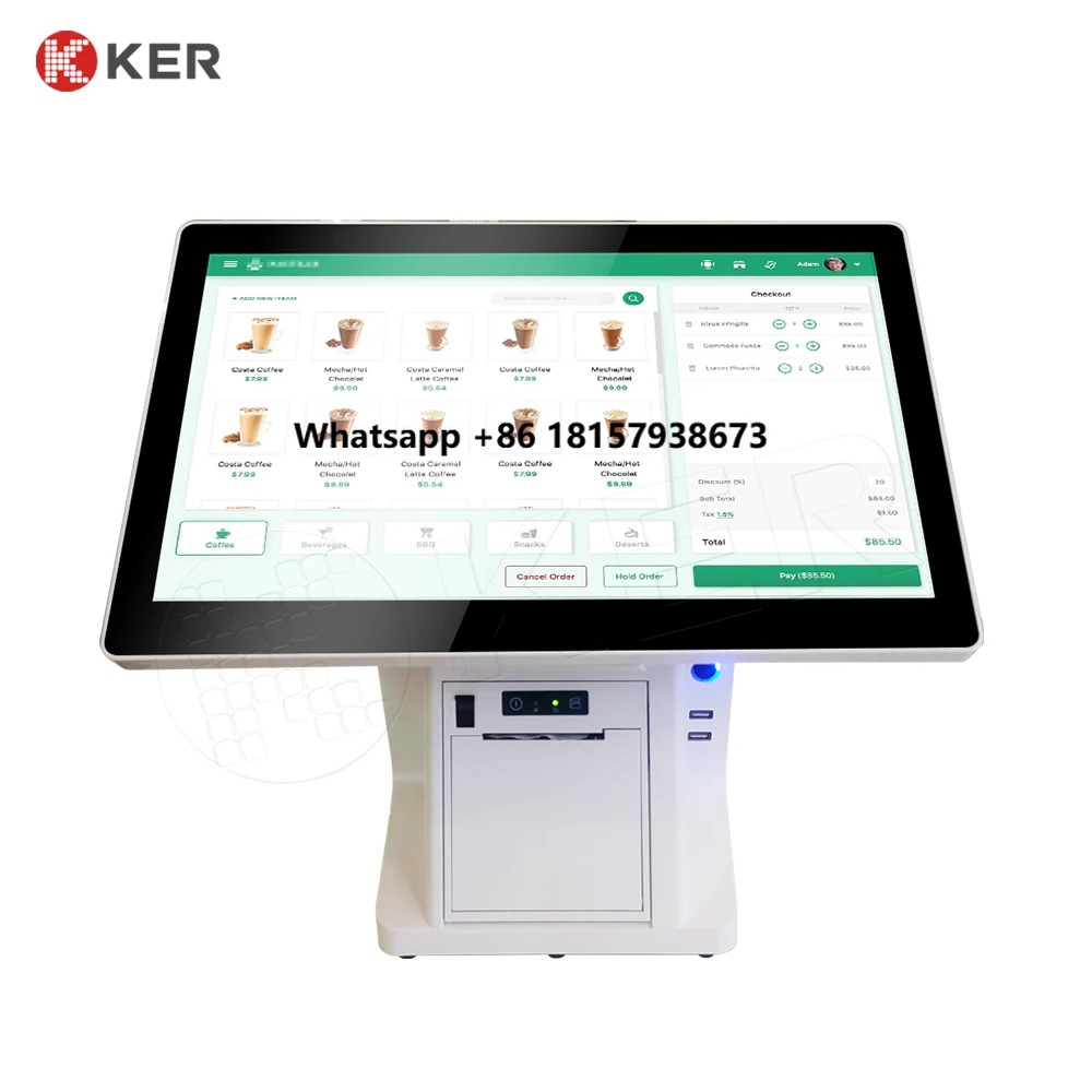 

Dual Touch Screen Automatic windows Pos System Smart Desktop Tablet Pc Android All-in-one Cashless Payment Pos Cashier Machine