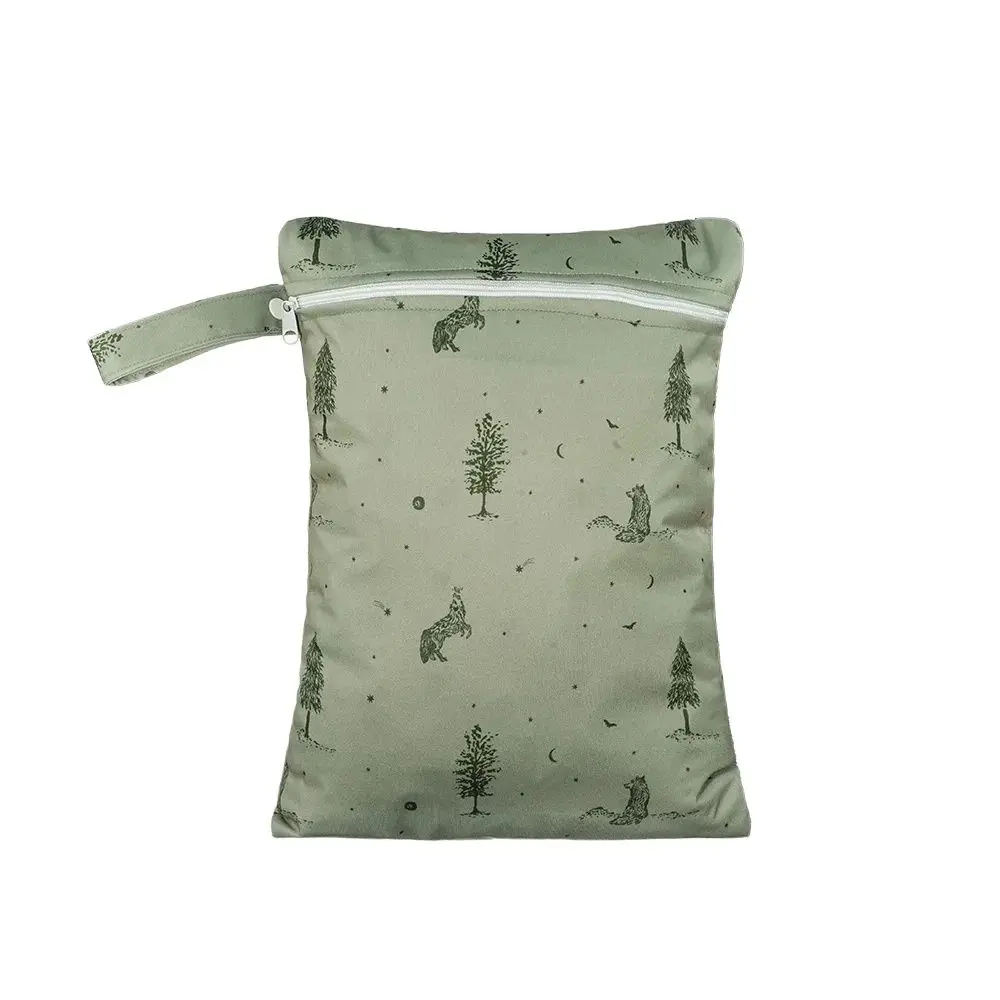 

HappyFlute New 28*36CM Nature Print Large Pocket Can Be Hung Wet/Dry Separation Waterproof Fabric Baby Nappy Storage Bag