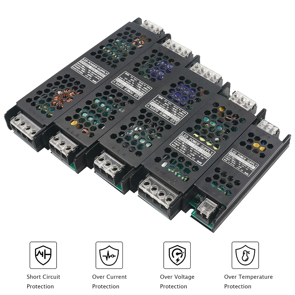 Transformator zasilający LED AC na DC 12V 24V 60W 100W 200W 300W 400W Sterownik LED Super cienki konwerter A/D do taśmy świetlnej LED