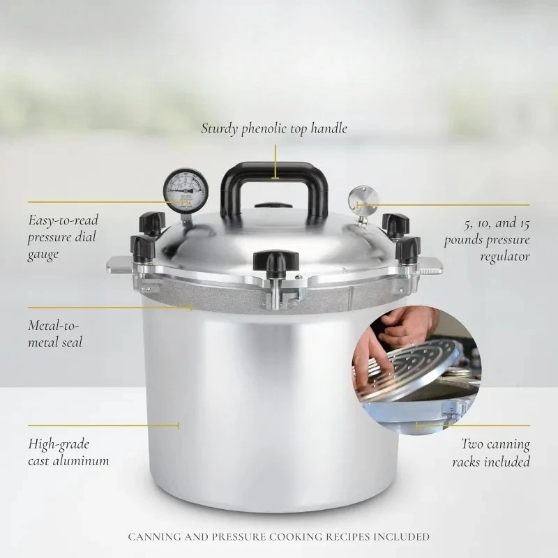 Pressure Canner Cooker Premium Metal Sealed Design One-hand Operation Air Tight Food Preservation Pot